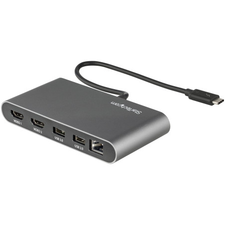 StarTech.com Mini Dock Thunderbolt 3 - Docking Station Portatile per Doppio Monitor HDMI 4K 60Hz, Hub 2x USB-A (3.0/2.0), GbE -