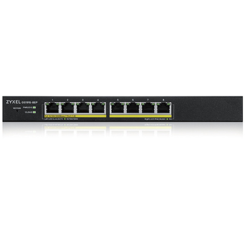 Zyxel GS1915-8EP Gestito L2 Gigabit Ethernet (10/100/1000) Supporto Power over Ethernet (PoE) Nero