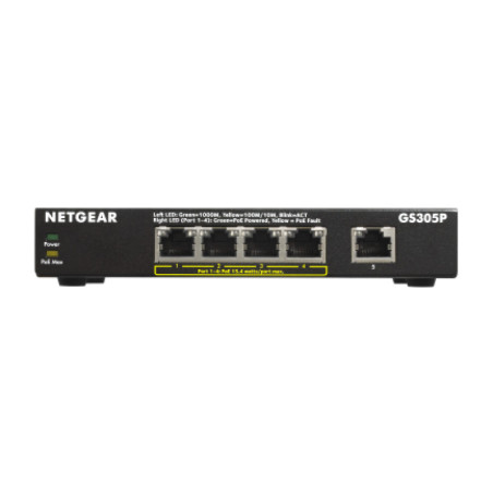 NETGEAR GS305Pv2 Non gestito Gigabit Ethernet (10/100/1000) Supporto Power over Ethernet (PoE) Nero