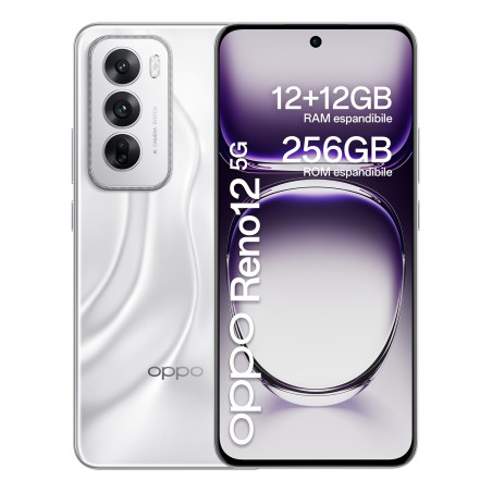 OPPO Reno12 5G AI Smartphone, Tripla fotocamera 50+8+2MP, Selfie 32MP, Display 6.7” 120HZ AMOLED FHD+, 5000mAh, RAM 24 GB