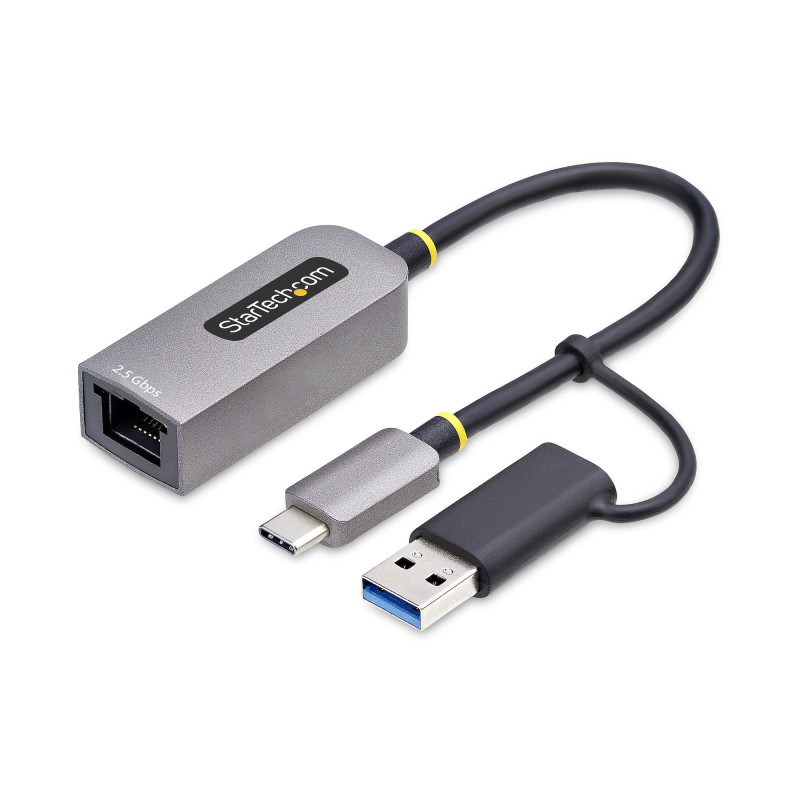 StarTech.com Adattatore Ethernet USB C, Convertitore di Rete/NIC NBASE-T 2.5/1GbE da USB Type-C 3.0 a RJ45 con Adattatore USB-A