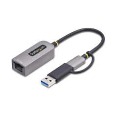 StarTech.com Adattatore Ethernet USB C, Convertitore di Rete/NIC NBASE-T 2.5/1GbE da USB Type-C 3.0 a RJ45 con Adattatore USB-A