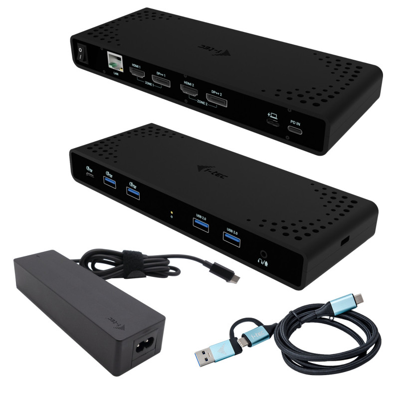 i-tec CADUA4KDOCKPDB100UK replicatore di porte e docking station per laptop Cablato USB 3.2 Gen 1 (3.1 Gen 1) Type-C Nero