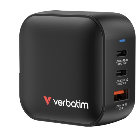 Verbatim Mini GaN Charger 70W Universale Nero AC Ricarica rapida Interno