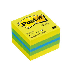 3M Post-it 2051L pouch autoadesiva Quadrato Blu, Verde, Turchese, Giallo 400 fogli Autoadesivo