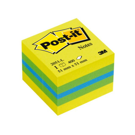 3M Post-it 2051L pouch autoadesiva Quadrato Blu, Verde, Turchese, Giallo 400 fogli Autoadesivo