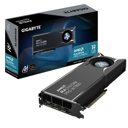 GIGABYTE Radeon PRO W7800 AI TOP 32G Scheda Grafica - 32GB GDDR6, 256 bit, PCI-E 4.0, 3 x DisplayPort 2.1, W7800 AI TOP 32G