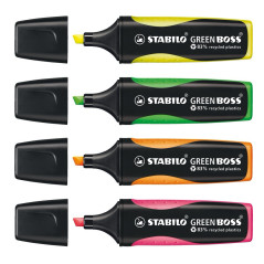 STABILO GREEN BOSS evidenziatore 4 pz Punta smussata Verde, Arancione, Rosa, Giallo