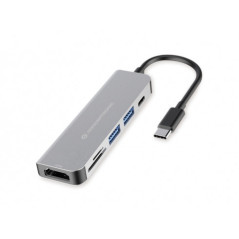 Conceptronic DONN02G replicatore di porte e docking station per laptop USB 3.2 Gen 1 (3.1 Gen 1) Type-C Alluminio