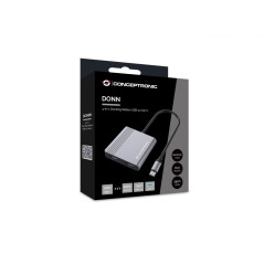 Conceptronic DONN13G replicatore di porte e docking station per laptop Cablato USB 3.2 Gen 1 (3.1 Gen 1) Type-C Grigio