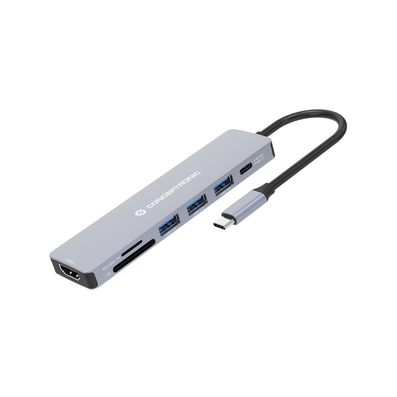 Conceptronic DONN19G replicatore di porte e docking station per laptop Cablato USB 3.2 Gen 1 (3.1 Gen 1) Type-C Grigio