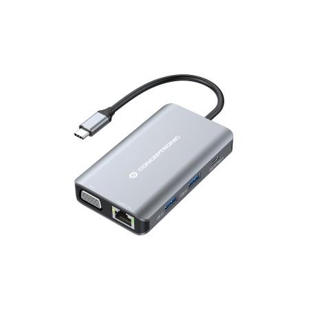 Conceptronic DONN21G replicatore di porte e docking station per laptop Cablato USB 3.2 Gen 1 (3.1 Gen 1) Type-C Grigio