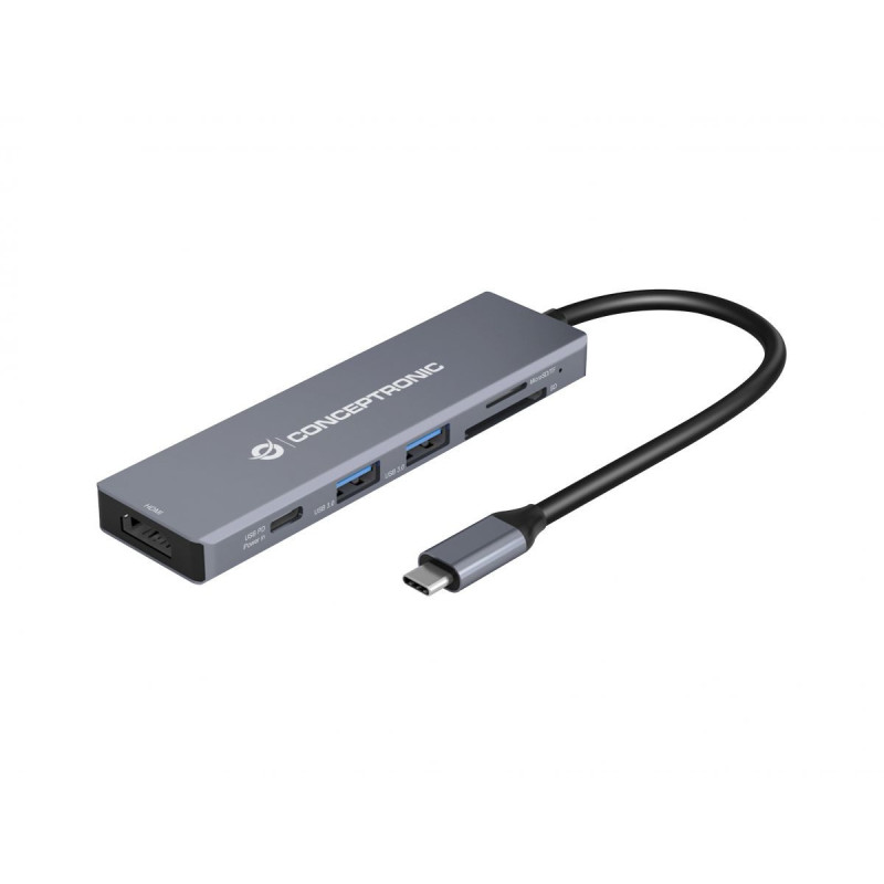 Conceptronic DONN23G replicatore di porte e docking station per laptop Cablato USB 3.2 Gen 1 (3.1 Gen 1) Type-C Grigio