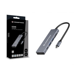 Conceptronic DONN23G replicatore di porte e docking station per laptop Cablato USB 3.2 Gen 1 (3.1 Gen 1) Type-C Grigio