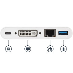 StarTech.com Adattatore Multiporta per Portatili USB-C - Power Delivery - DVI - GbE - USB 3.0