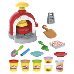 Play-Doh Kitchen Creations La Pizzeria, playset con 6 vasetti di pasta modellabile e 8 accessori