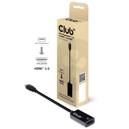 CLUB3D Mini DisplayPort 1.4 to HDMI 2.0b HDR Active Adapter