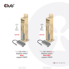 CLUB3D CAC-1510-A cavo e adattatore video 0,25 m USB tipo-C DVI Grigio