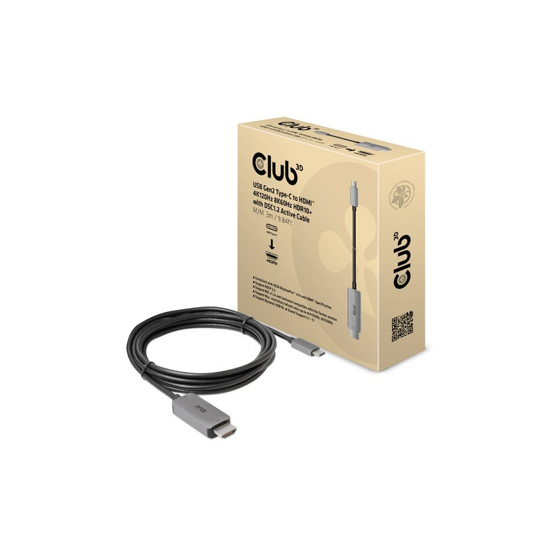 CLUB3D CAC-1587 adattatore per inversione del genere dei cavi USB Gen2 Type-C HDMI tipo A (Standard) Nero