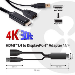 CLUB3D HDMI™ to DisplayPort™ Adapter Male Female