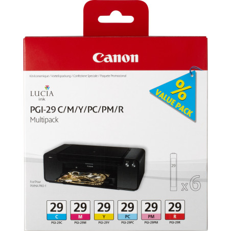 Canon 6 Cartucce d'inchiostro Multipack PGI-29 C/M/Y/PC/PM/R