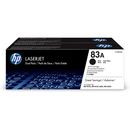 HP Confezione doppia di cartucce toner originali nero 83A LaserJet