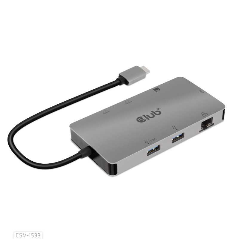 CLUB3D CSV-1593 hub di interfaccia USB 3.2 Gen 1 (3.1 Gen 1) Type-C 16200 Mbit/s Metallico