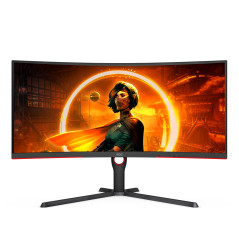 AOC G3 CU34G3S BK LED display 86,4 cm (34") 3440 x 1440 Pixel Wide Quad HD Nero, Rosso