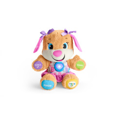 Fisher-Price La Sorellina del Cagnolino Ridi e Impara, Morbido Peluche Educativo con Musica e Canzoni, Giocattolo per Bambini