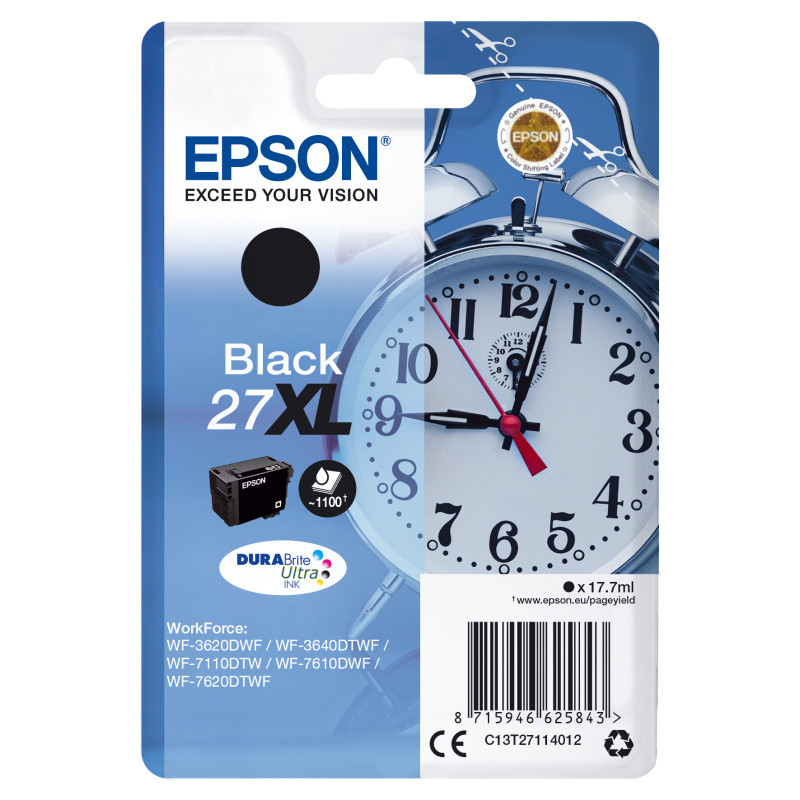 Epson Alarm clock Cartuccia Sveglia Nero Inchiostri DURABrite Ultra 27XL