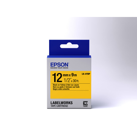 Epson Nastro fondo Pastello Giallo per testo Nero 12/9 LK-4YBP