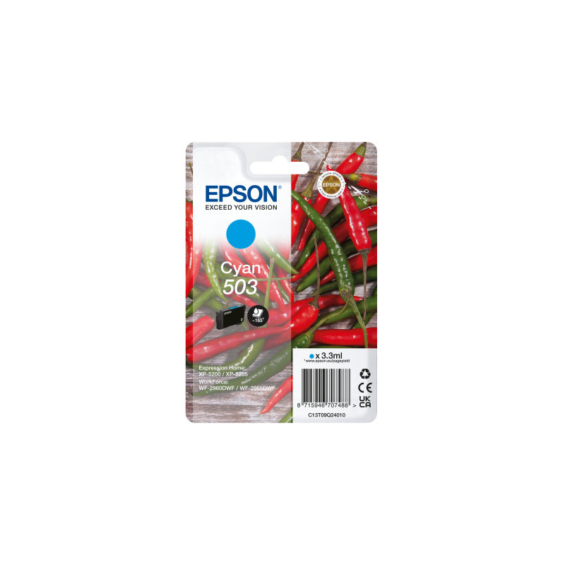 Epson 503 cartuccia d'inchiostro 1 pz Originale Resa standard Ciano