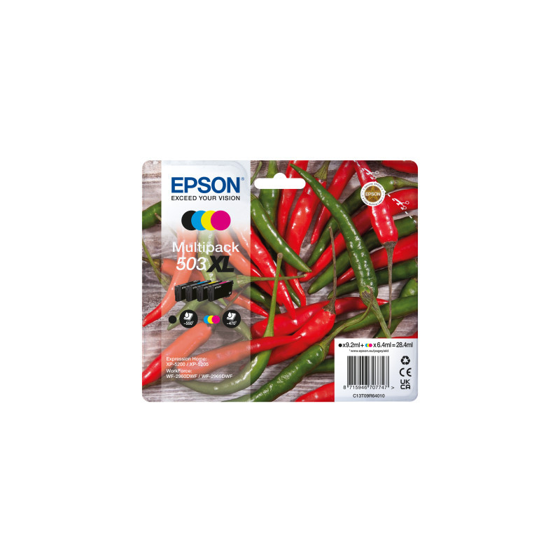 Epson 503XL cartuccia d'inchiostro 4 pz Originale Resa elevata (XL) Nero, Ciano, Magenta, Giallo