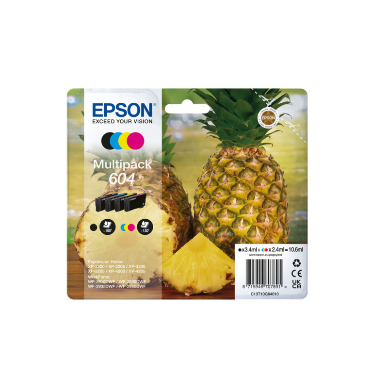 Epson 604 cartuccia d'inchiostro 4 pz Originale Resa standard Nero, Ciano, Magenta, Giallo