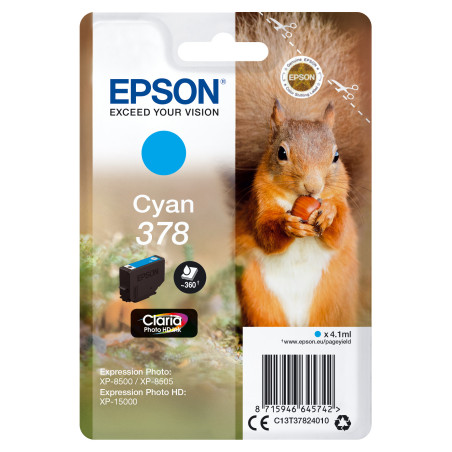 Epson Squirrel Singlepack Cyan 378 Claria Photo HD Ink