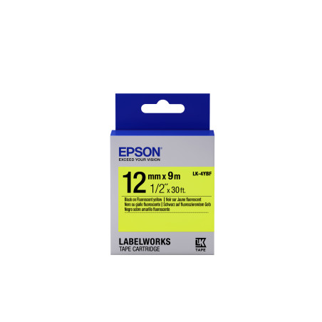 Epson Nastro fondo Fluorescente Giallo per testo Nero 12 9 LK-4YBF