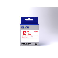 Epson Nastro fondo Standard Bianco per testo Rosso 12/9 LK-4WRN