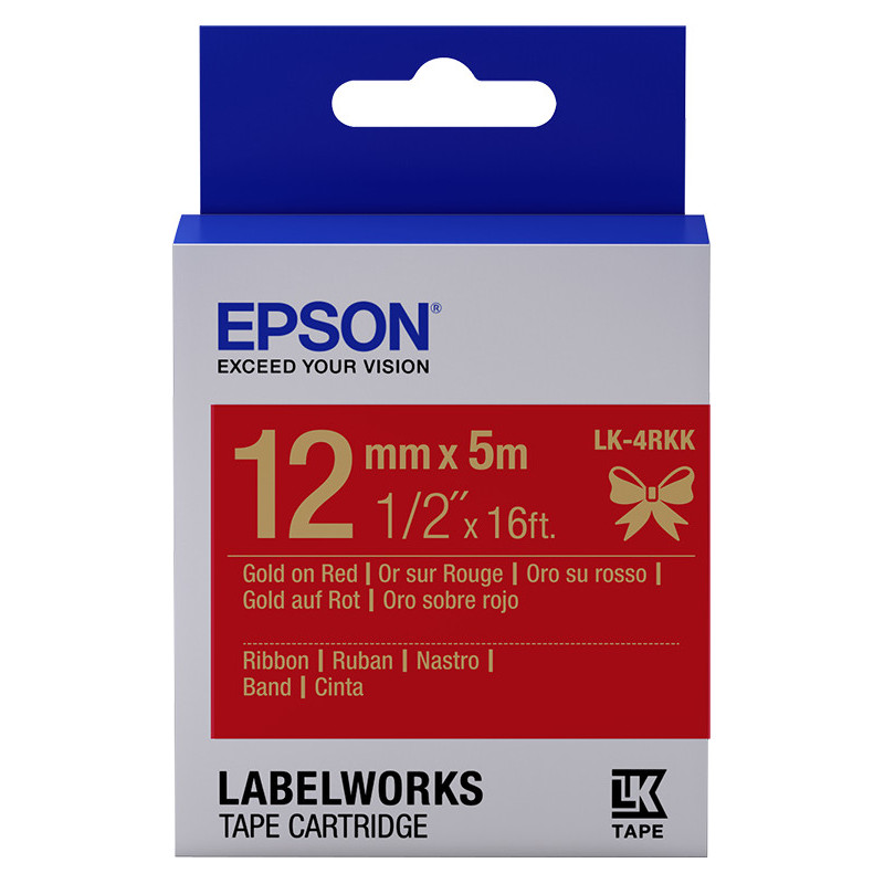 Epson Nastro satinato per etichettatrici LK-4RKK oro/rosso 12 mm (5 m)