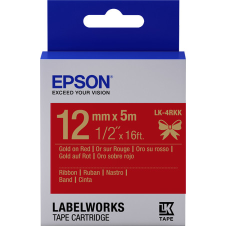 Epson Nastro satinato per etichettatrici LK-4RKK oro/rosso 12 mm (5 m)