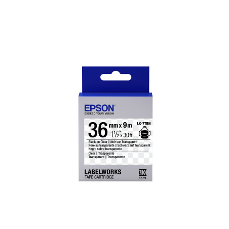 Epson Nastro fondo Trasparente per testo Nero 36 9 LK-7TBN