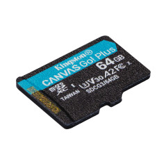 Kingston Technology Scheda microSDXC Canvas Go Plus 170R A2 U3 V30 da 64GB + adattatore