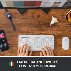 Logitech K380 Multi-Device Tastiera Bluetooth Wireless, Design Easy-Switch, Sottile, Portatile, 2 Anni di Batteria, Funziona