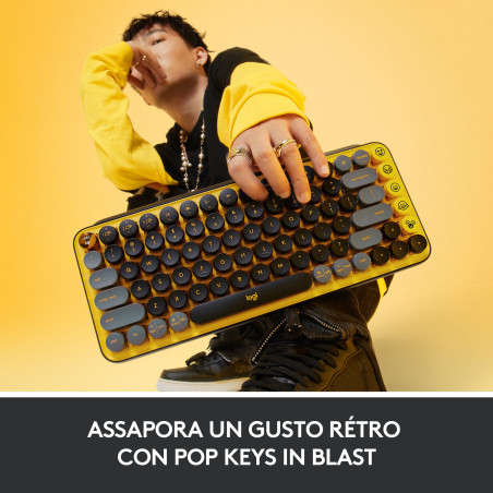 Logitech POP Keys Tastiera Meccanica Wireless con Tasti Emoji Personalizzabili, Design Compatto Durevole, Connettività