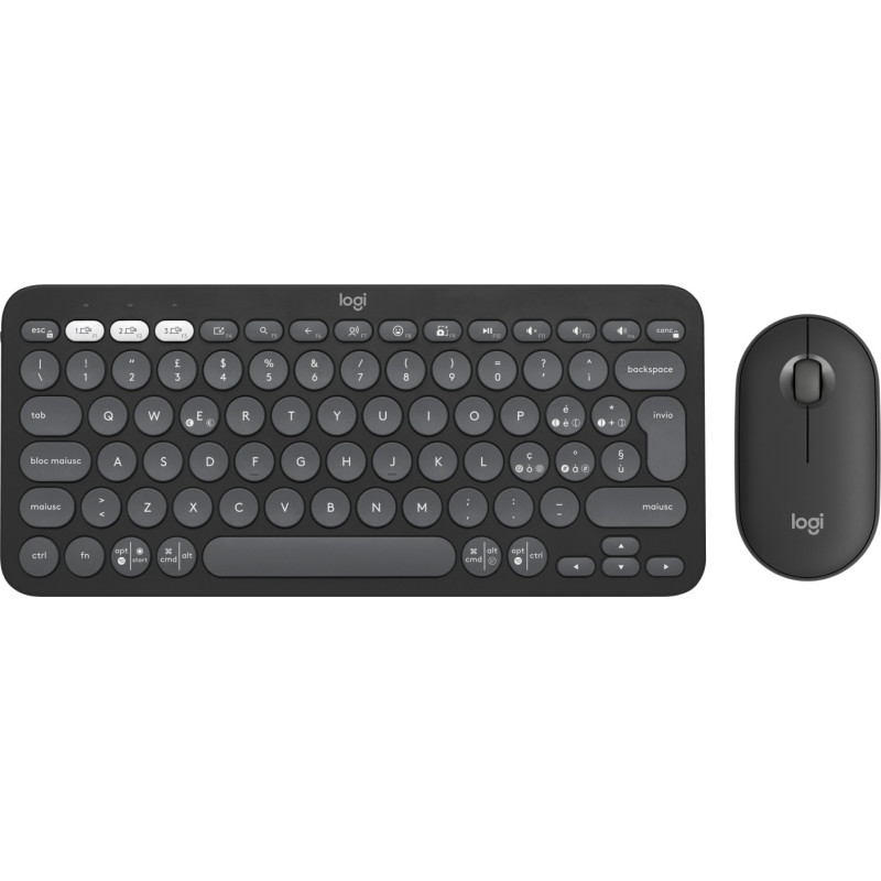 Logitech Pebble 2 Combo tastiera Mouse incluso Universale RF senza fili + Bluetooth QWERTY Italiano Grafite