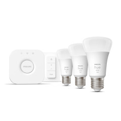 Philips Hue White Starter Kit Bridge + 3 Lampadine Smart E27 75W + Dimmer Switch