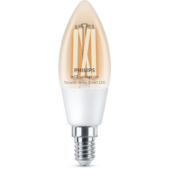 Philips LED Lampadina Smart Filament Dimmerabile Luce Bianca da Calda a Fredda Attacco E14 40W Candela