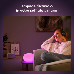 Philips Hue White and Color ambiance Flourish Lampada Smart da Tavolo Bianco in Vetro