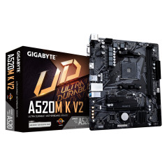 Gigabyte Scheda madre A520M K V2 - Supporta CPU AMD Ryzen serie 5000 AM4, fino a 5100MHz DDR4 (OC), PCIe Gen3 x4 M.2, LAN GbE,