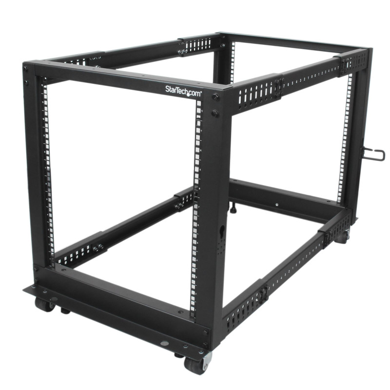 StarTech.com Server Rack a 4 Montanti 12U Open Frame, Armadio Rack di Rete 19" con Ruote, piedini di livellamento/montaggio a