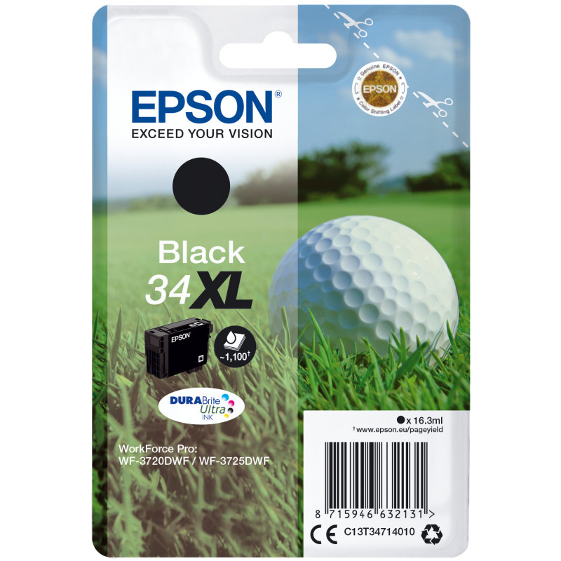 Epson Golf ball Singlepack Black 34XL DURABrite Ultra Ink